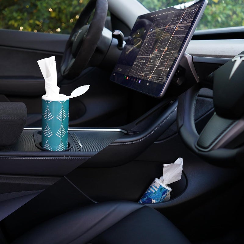 CarsonWorks Car Tissues Cylinder 4 Packs Round Tissue Box Holder Fit for Car Cup Holder, Home Small Tissue Dispenser with Facial Tissues for Car Bathroom Office Travel - Image 3